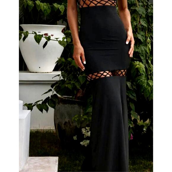 Runaway The Label Mae Partially See Through Maxi Dress Black S - Picture 2 of 14